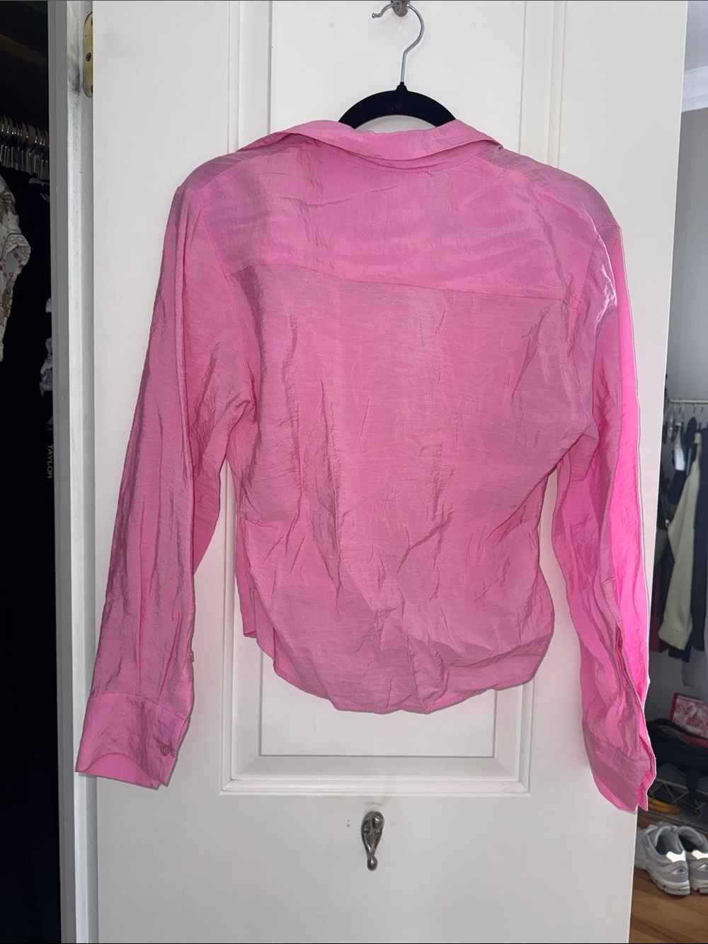 Zara Pink Twist-Front Collared Blouse - Picture 3 of 3
